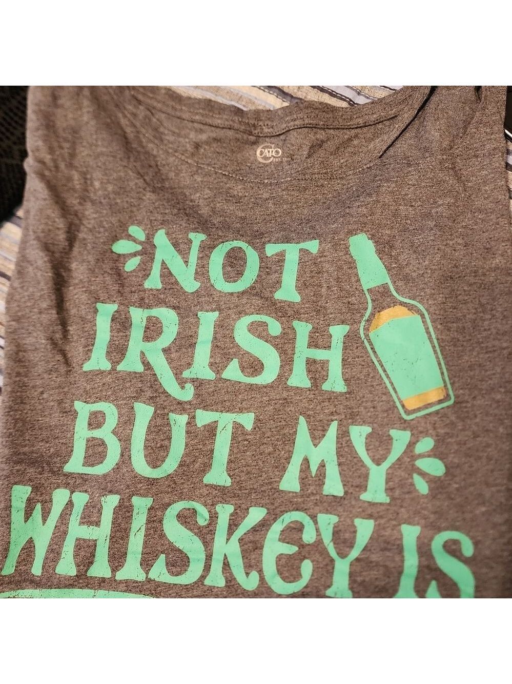 Gray Cato T Shirt with Green Print Irish!